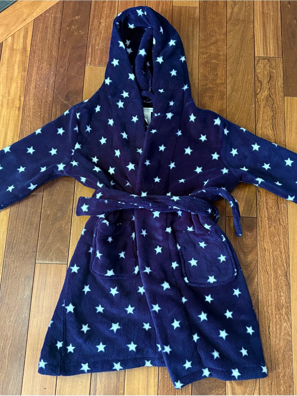 NWOT Pottery Barn Kids Navy Hooded Star Print Bathrobe